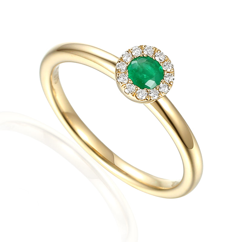 Emerald & Diamond Cluster Ring - 9ct Yellow Gold