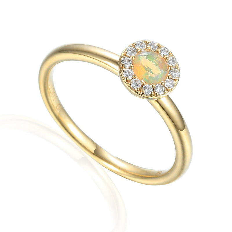 Opal & Diamond Cluster Ring - 9ct Yellow Gold - NTR832OPD-9YG