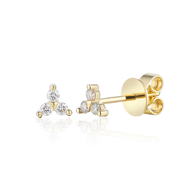 Trefoil Diamond Stud Earrings - 9ct Yellow Gold