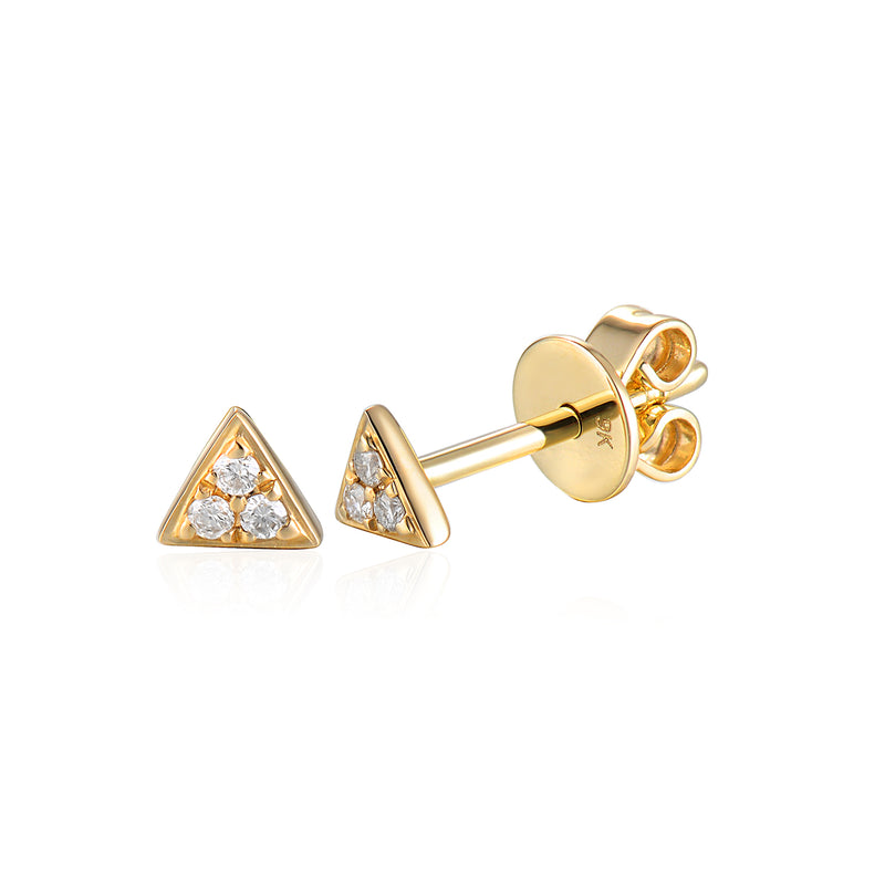 Triangle Diamond Stud Earrings - 9ct Yellow Gold
