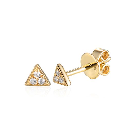Triangle Diamond Stud Earrings - 9ct Yellow Gold