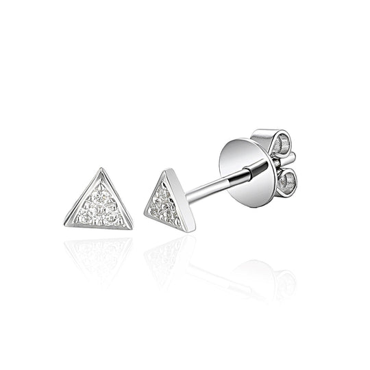 Triangle Diamond Stud Earrings - 9ct White Gold