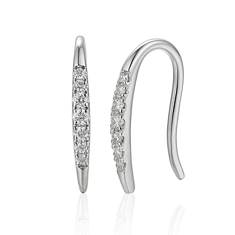 Diamond Drop Curve Earrings - 9ct White Gold