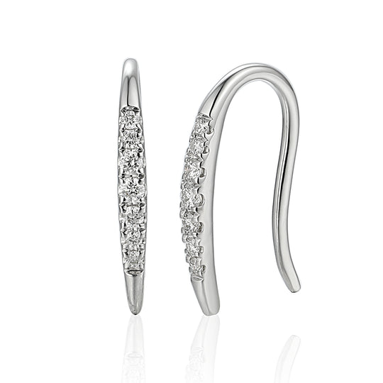 Diamond Drop Curve Earrings - 9ct White Gold