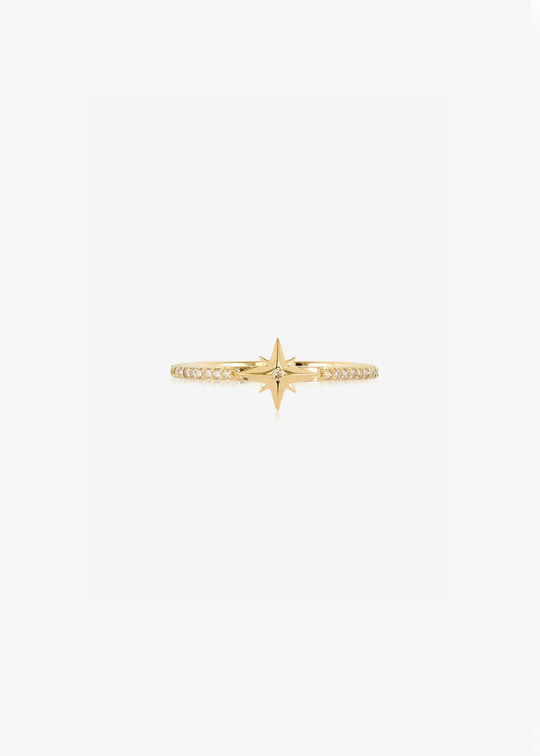 North Star Diamond Ring, Size P - 9ct Yellow Gold - FSR02PYG