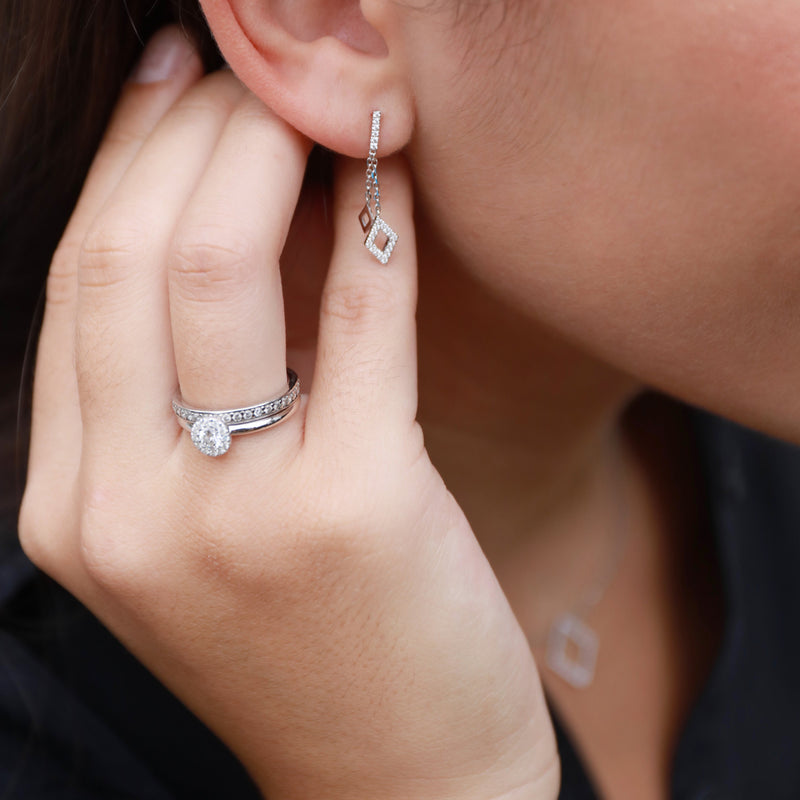 Aquamarine & Diamond Cluster Ring - 9ct White Gold - NTR832AQD-9WG