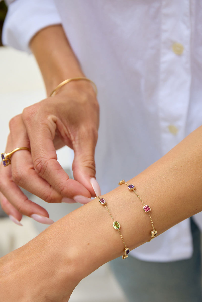 Multi Gemstone Bracelet - 9ct Yellow Gold - NTB2180MULTI-4-9YG