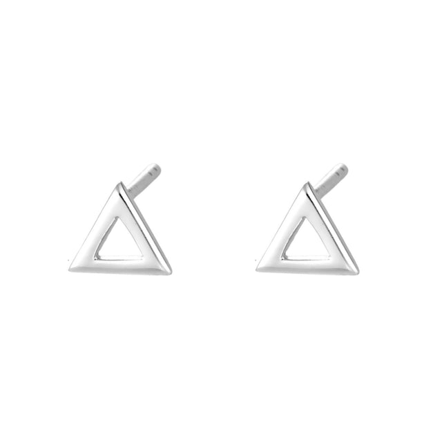 Open Triangle Stud Earrings - Silver - SPESSS33