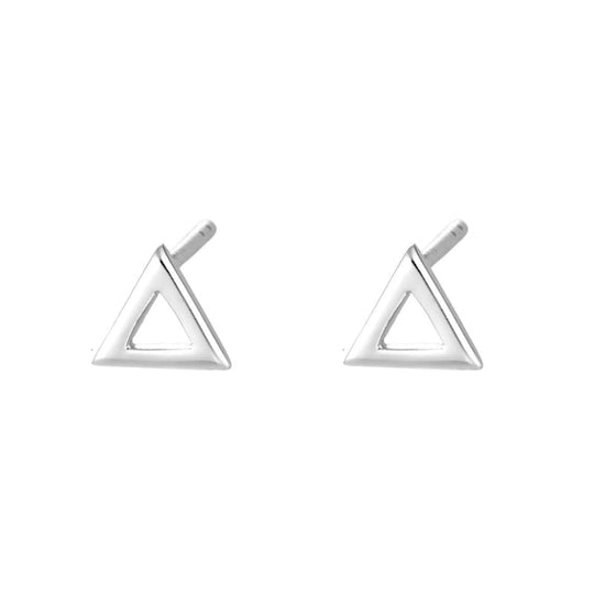 Open Triangle Stud Earrings - Silver - SPESSS33