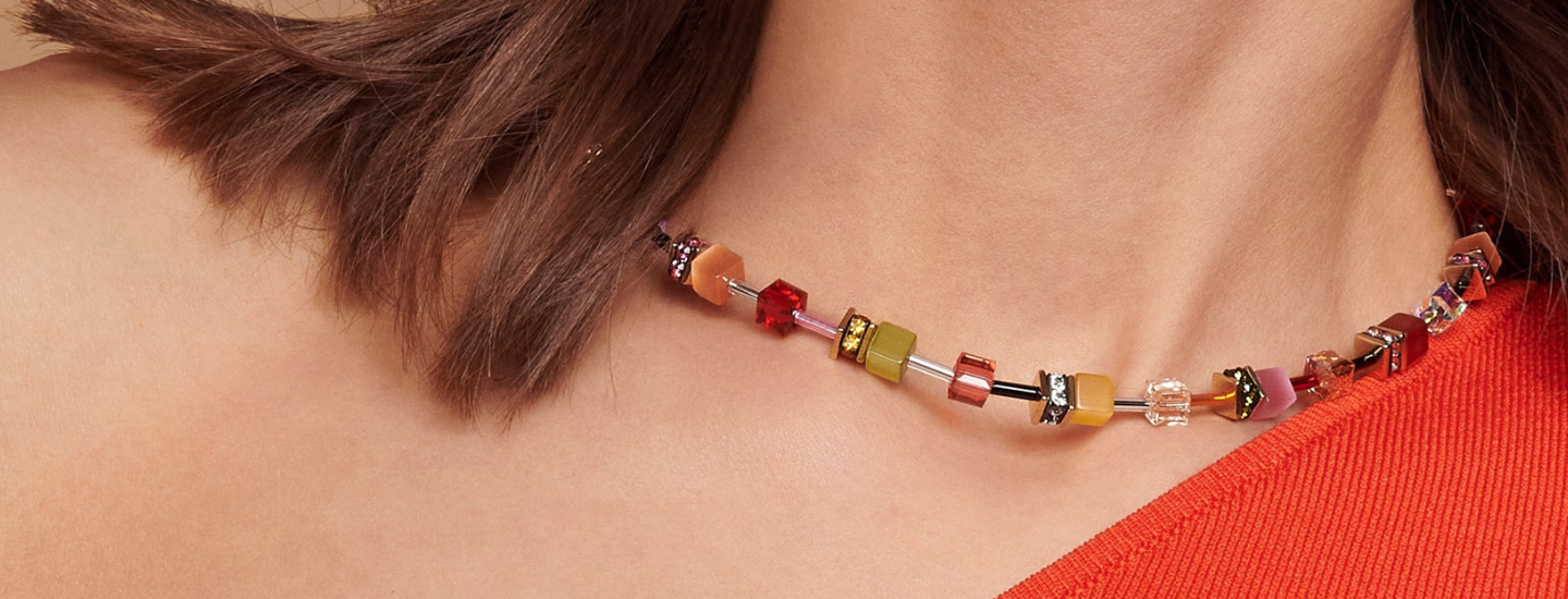 Coeur de Lion Geo Cube Iconic Precious Necklace Multi Color | Giving Tree Gallery