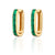 Oval Baguette Hoop Earrings With Green Stones - Gold - SPG-93