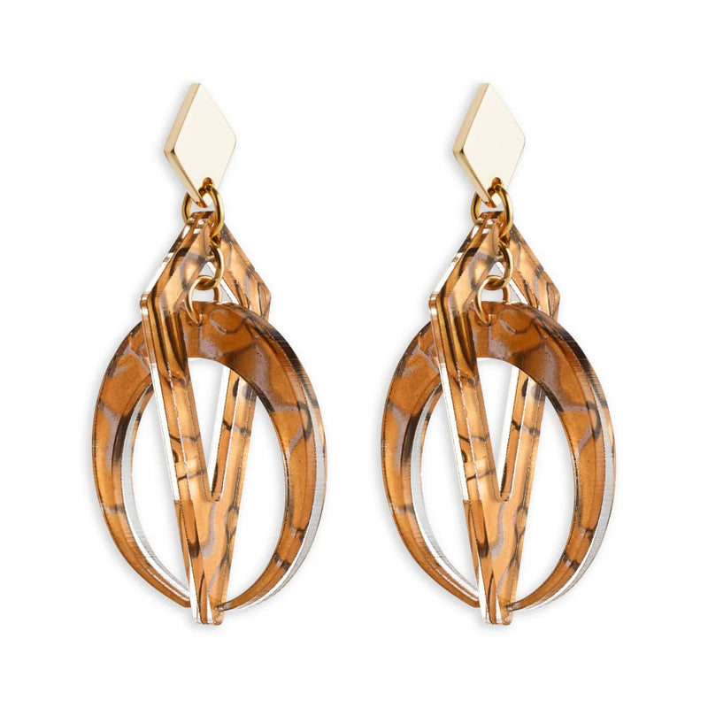 Petite Crescent Hoop Earrings - Gold/Tiger Shell - SP-692