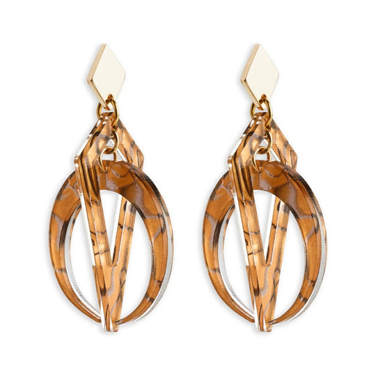 Petite Crescent Hoop Earrings - Gold/Tiger Shell - SP-692