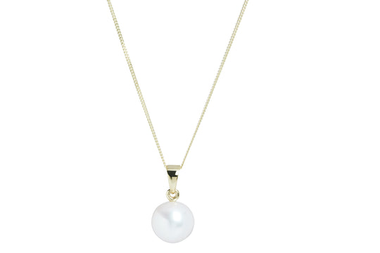 Round Freshwater Pearl Pendant Necklace, 10-10.5mm - Gold - PD10YGR10W