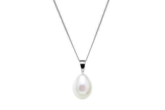Teardrop Freshwater Pearl Pendant Necklace, 9mm - 9ct White Gold - PD9WGLGEWTD