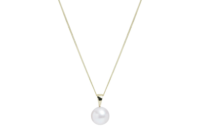 Round Freshwater Pearl Pendant, 10-10.5mm - 9ct Yellow Gold - PD9YGR10