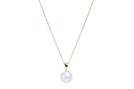 Round Freshwater Pearl Pendant, 10-10.5mm - 9ct Yellow Gold - PD9YGR10