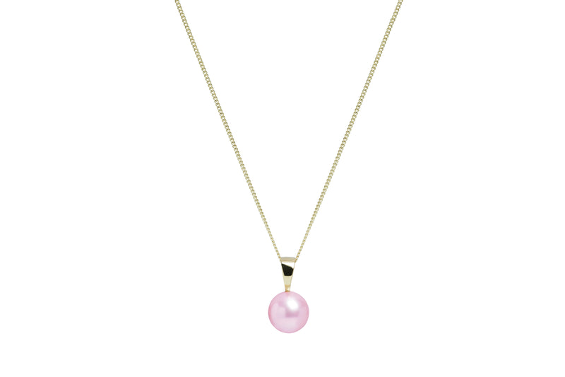 Round Pink Freshwater Pearl Pendant, 8-8.5mm - 9ct Yellow Gold - PD9YGR8P