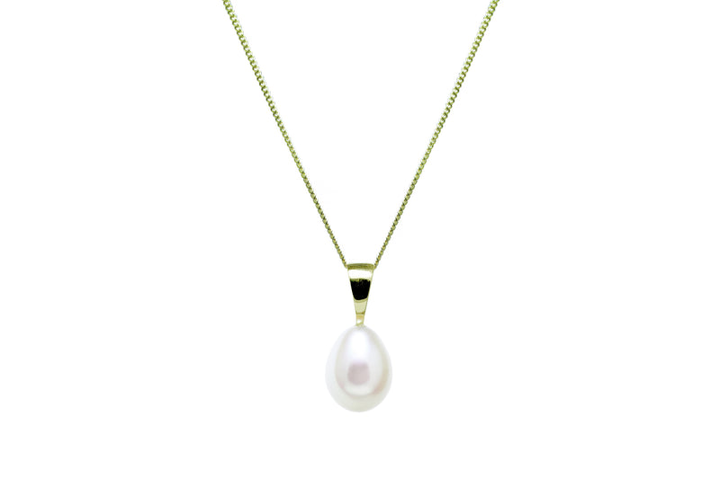 Teardrop Freshwater Pearl Pendant Necklace, 7.5-8mm - Gold - PD9YGSMWTD