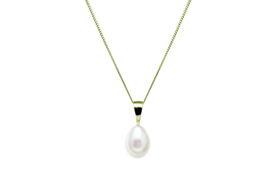 Teardrop Freshwater Pearl Pendant Necklace, 7.5-8mm - Gold - PD9YGSMWTD