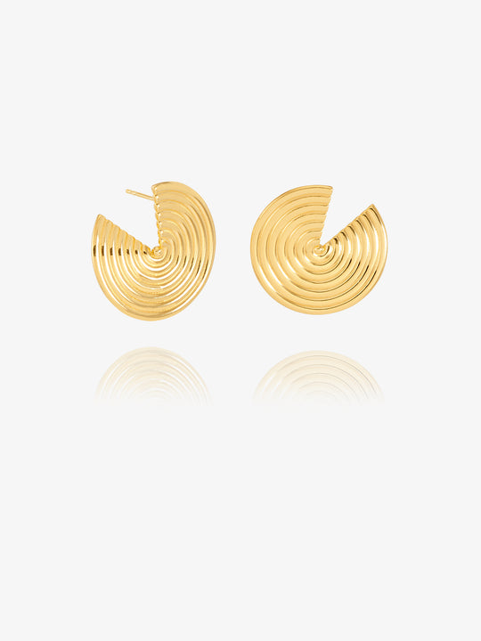 Front Facing Evolve Statement Earrings - Gold - PME13GP