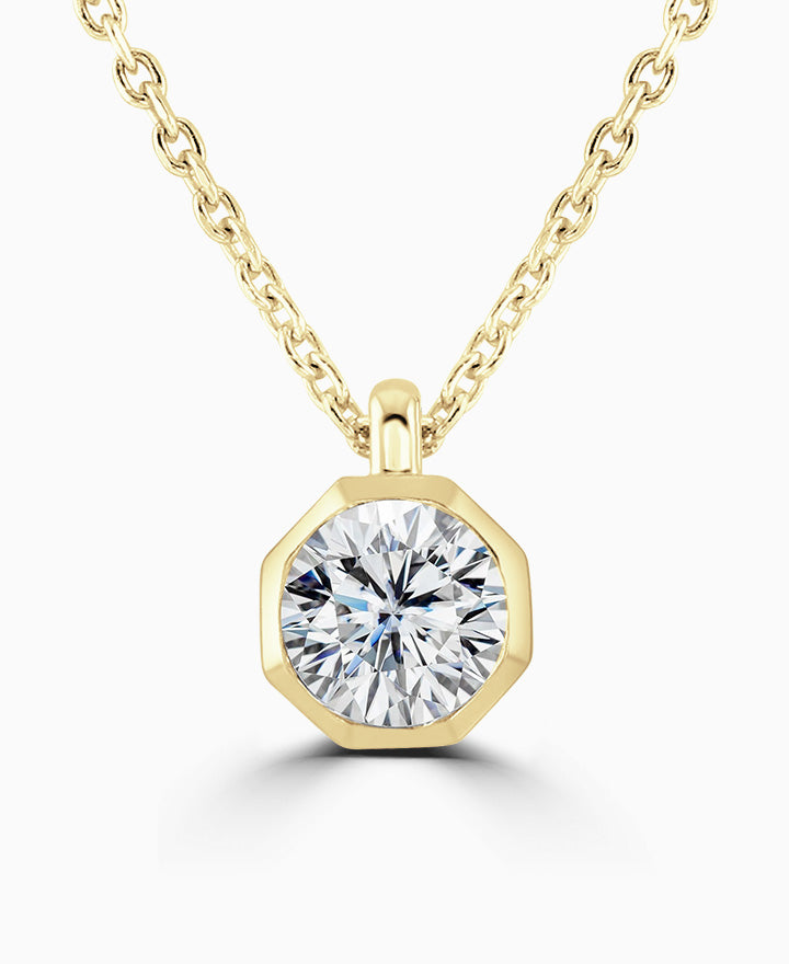 Round Brilliant Laboratory Grown Diamond Solitaire Pendant - 9ct Yellow Gold - 0.30ct