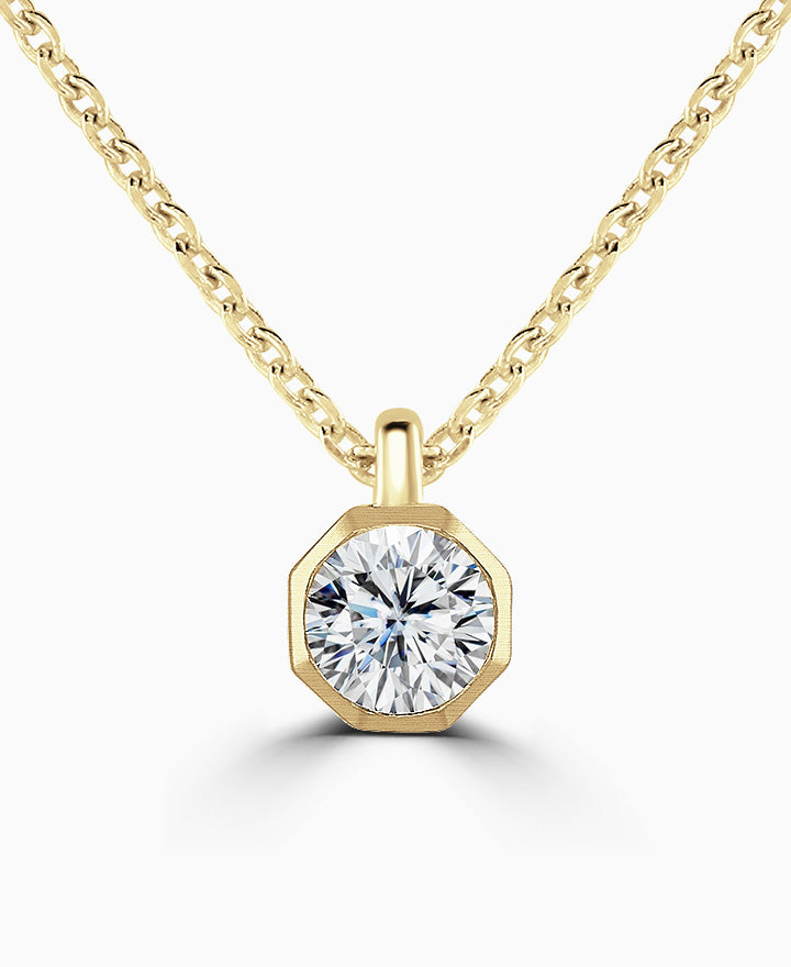 Round Brilliant Laboratory Grown Diamond Solitaire Pendant - 9ct Yellow Gold - 0.25ct