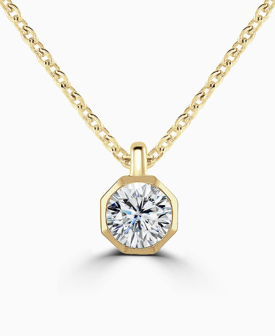 Round Brilliant Laboratory Grown Diamond Solitaire Pendant - 9ct Yellow Gold - 0.25ct