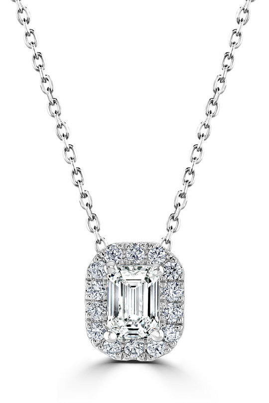 Emerald Cut Diamond Pendant, 0.62ct - 18ct White Gold