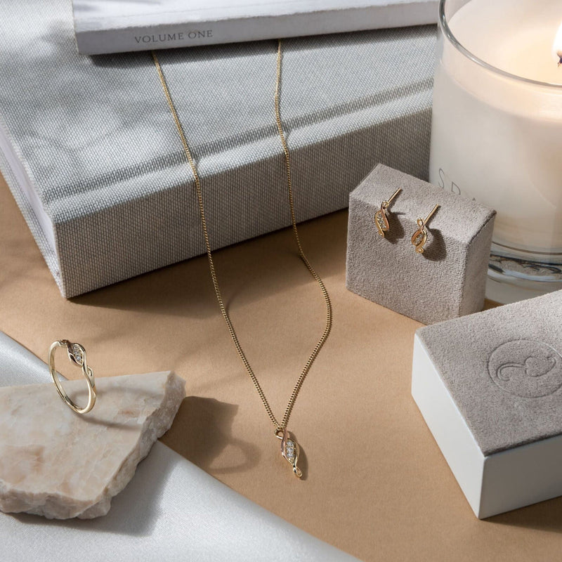 Past Present Future Diamond Stud Earrings - 9ct Gold - PPFE