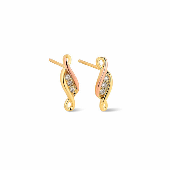 Past Present Future Diamond Stud Earrings - 9ct Gold - PPFE