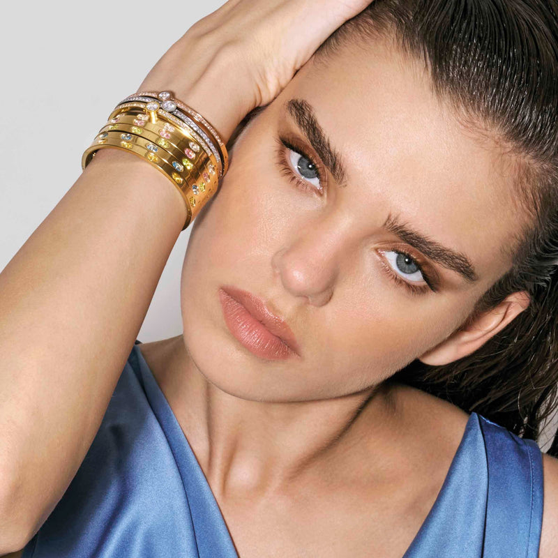 Pretty Bangle With Oval CZ, Medium - Silver - 029517/001