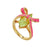 Amelia Bow Ring, Pink & Green - Gold - AS22TRR13