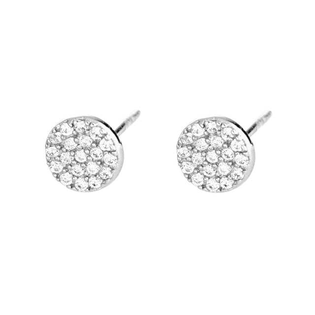 Pavé Circle Stud Earrings - Silver - SPESSS28-PV