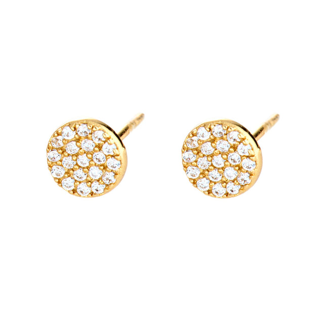 Pave Circle Stud Earrings - Gold - SPESGS28-PV
