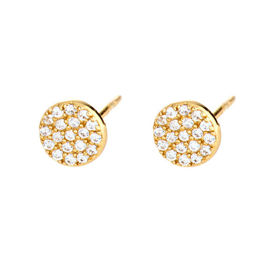 Pave Circle Stud Earrings - Gold - SPESGS28-PV