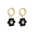 Flower Pearl Huggie Earrings - Black - 24EFPHb