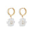 Flower Pearl Huggie Earrings - White - 24EFPHw