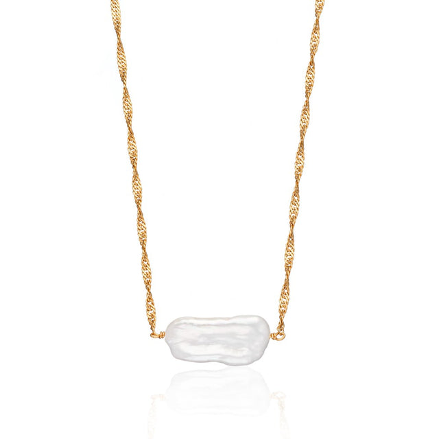 Pearl Twist Chain Necklace - Gold - SPG-72