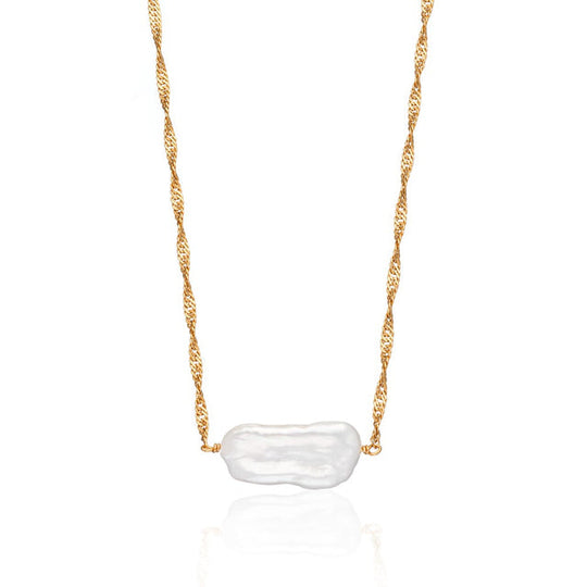 Pearl Twist Chain Necklace - Gold - SPG-72
