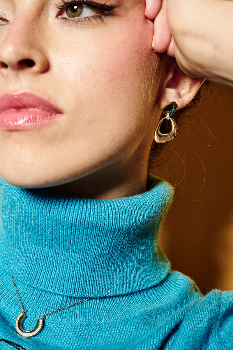 Pebble Drop CZ Earrings - Gold - 23EPDgv