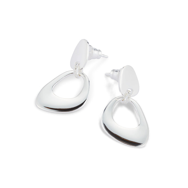 Pebble Drop CZ Earrings - Silver