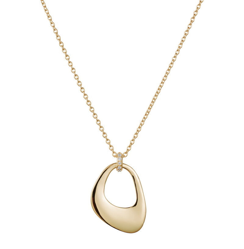 Pebble Drop CZ Pendant Necklace - Gold - 23NPDg