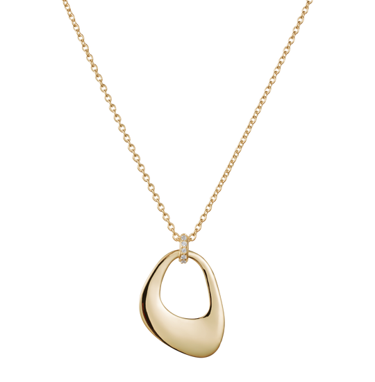 Pebble Drop CZ Pendant Necklace - Gold - 23NPDg