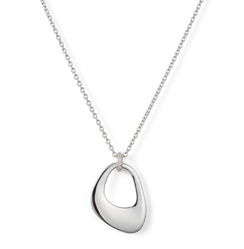Pebble Drop CZ Pendant Necklace - Silver - 23NPSPs