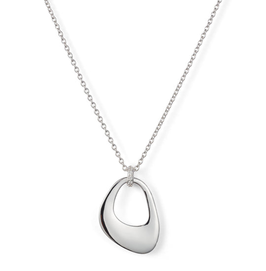 Pebble Drop CZ Pendant Necklace - Silver - 23NPSPs