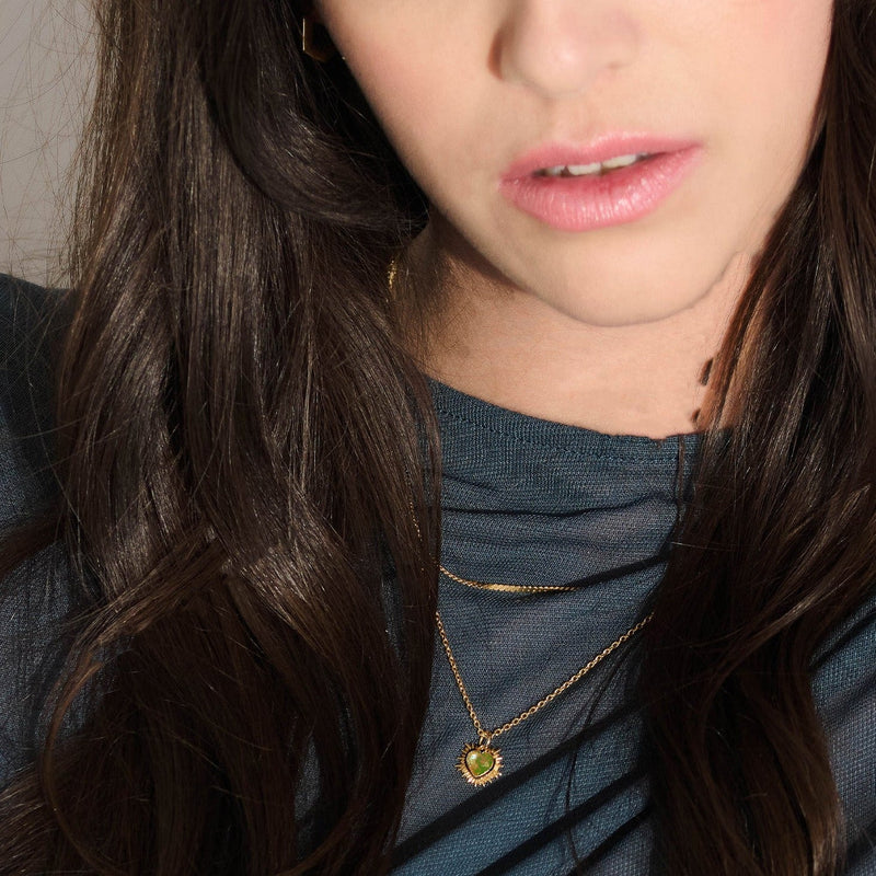 Electric Heart Mini Peridot Necklace - Gold - EGHN5PDGP