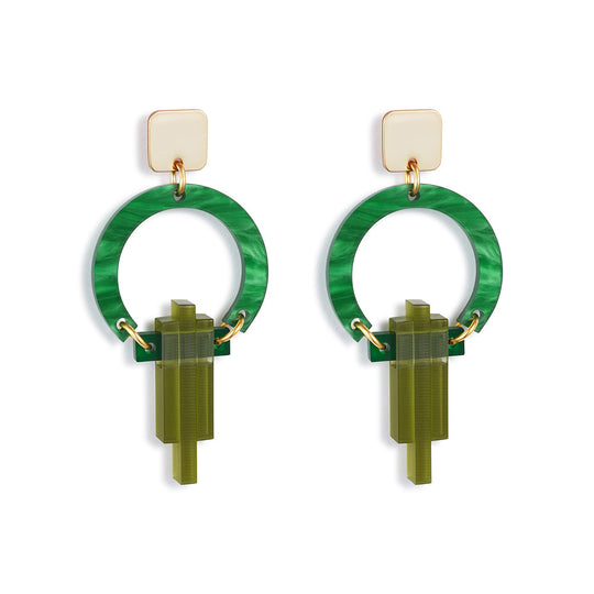 Petite Art Deco Chandelier Earrings - Green - 24EPADCg