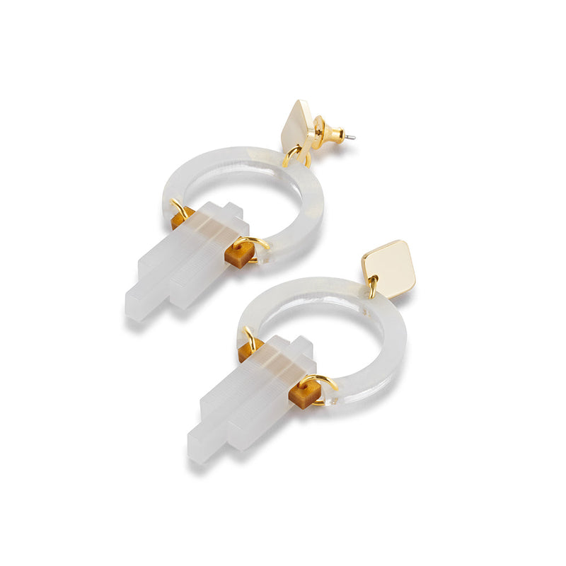 Petite Art Deco Chandelier Earrings - White - 24EPADCw