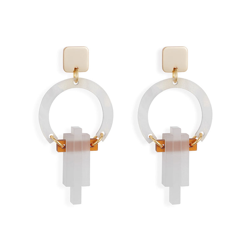 Petite Art Deco Chandelier Earrings - White - 24EPADCw